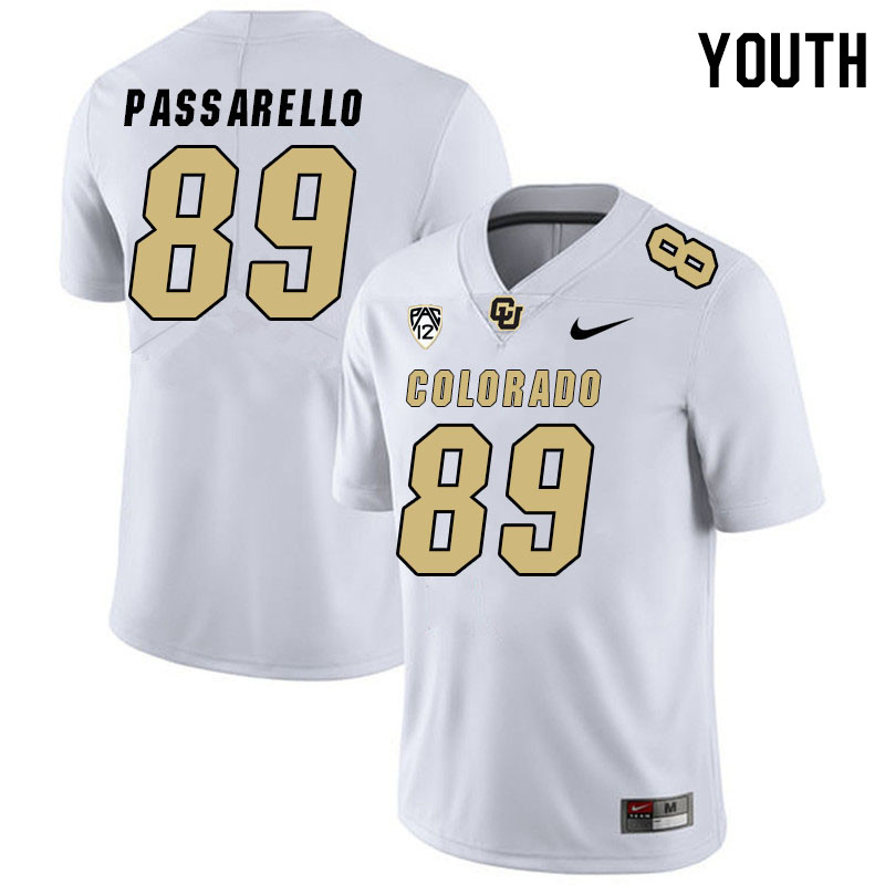 Youth #89 Louis Passarello Colorado Buffaloes College Football Jerseys Stitched Sale-White - Click Image to Close